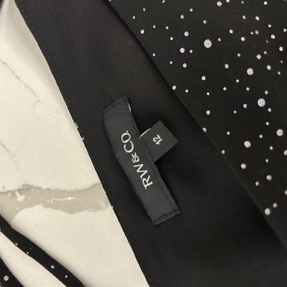 RW&Co Black Dress US 12 Silver Polka dots - Picture 10 of 11